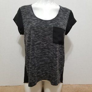 Lou & Grey top Small Mesa Tee mixed materials pocket front semi sheer back